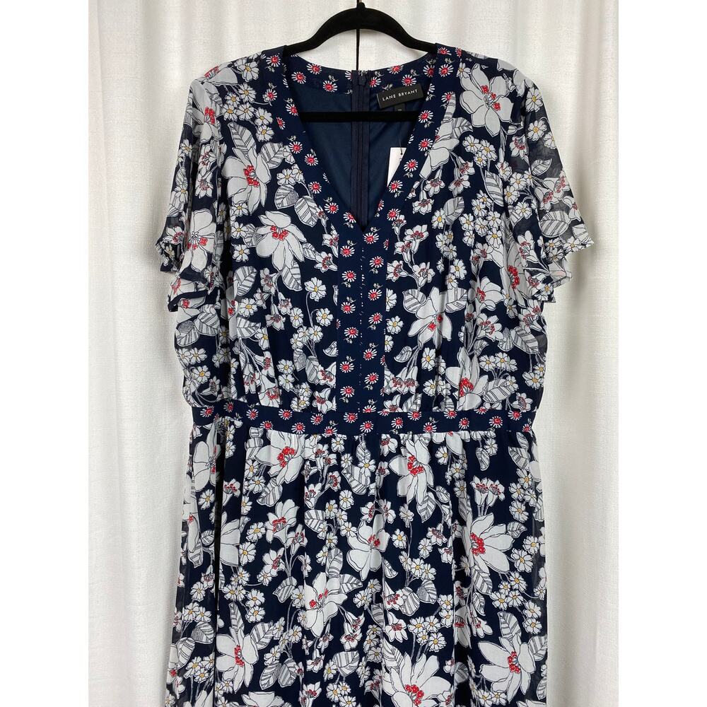 Lane Bryant Navy Blue Floral Chiffon Maxi Dress Sz.22W NWT - Picture 5 of 16